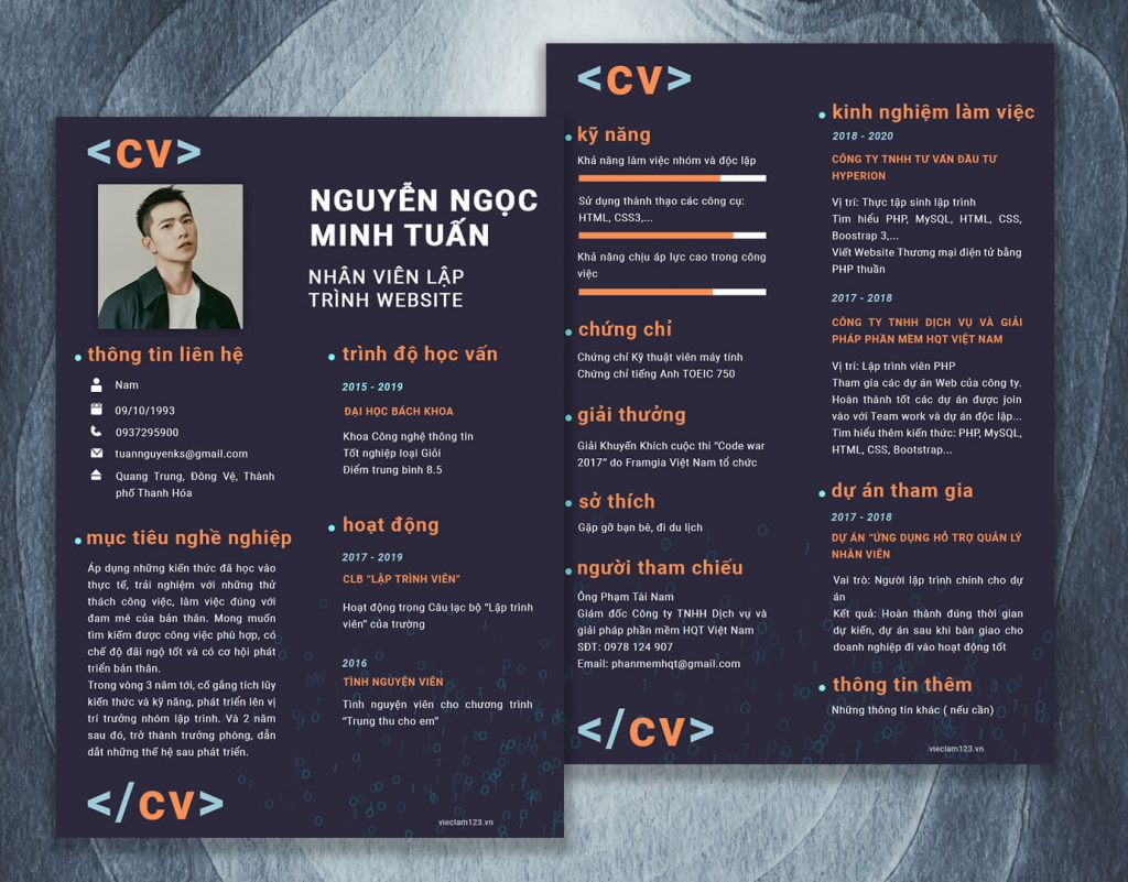cv lập trình viên