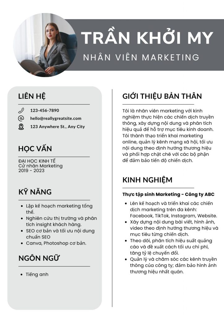 cv nhân viên hành chính