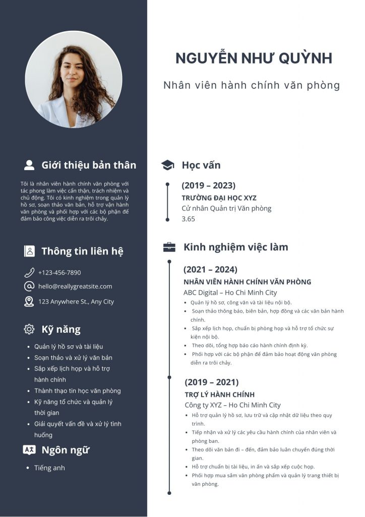 cv nhân viên hành chính